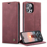 CaseMe iPhone 14 Pro Etui Retro Flip Rød