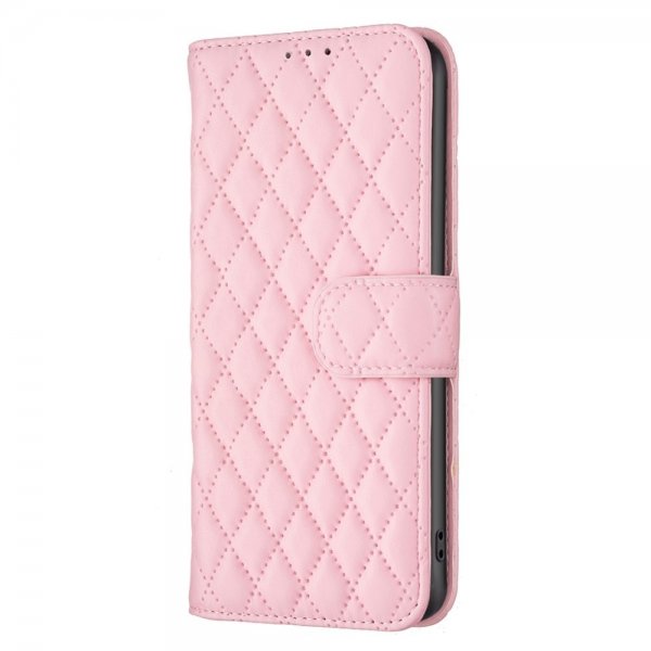 iPhone 14 Pro Etui Rombemønster Rosa