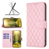 iPhone 14 Pro Etui Rombemønster Rosa