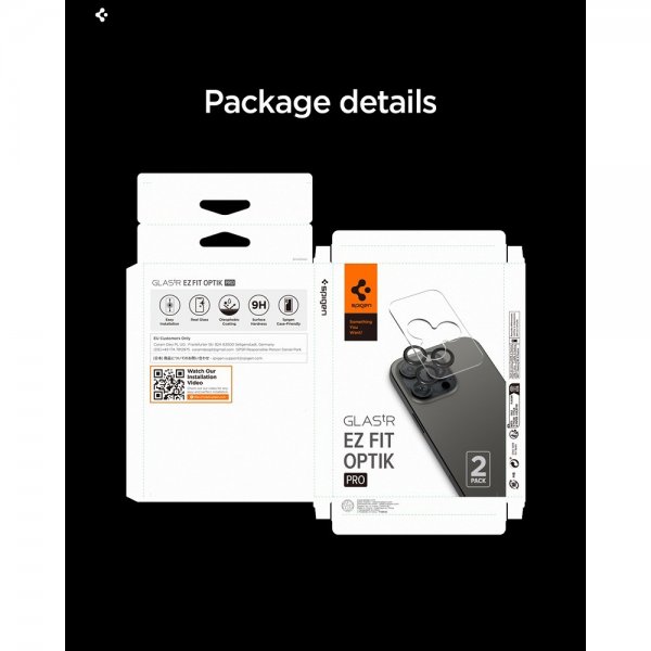 Spigen iPhone 14/15/16/17 Pro & Pro Max Kamerabeskytter GLAS.tR EZ Fit Optik Pro 2-pakning Sølv
