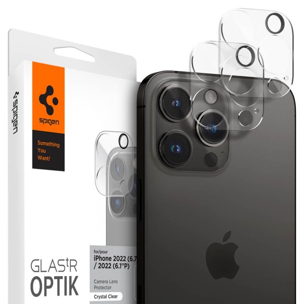 Spigen iPhone 14 Pro/14 Pro Max/15 Pro/15 Pro Max/16 Pro/16 Pro Max Kamerabeskytter Glas.tR Optik 2-pakning Crystal Clear