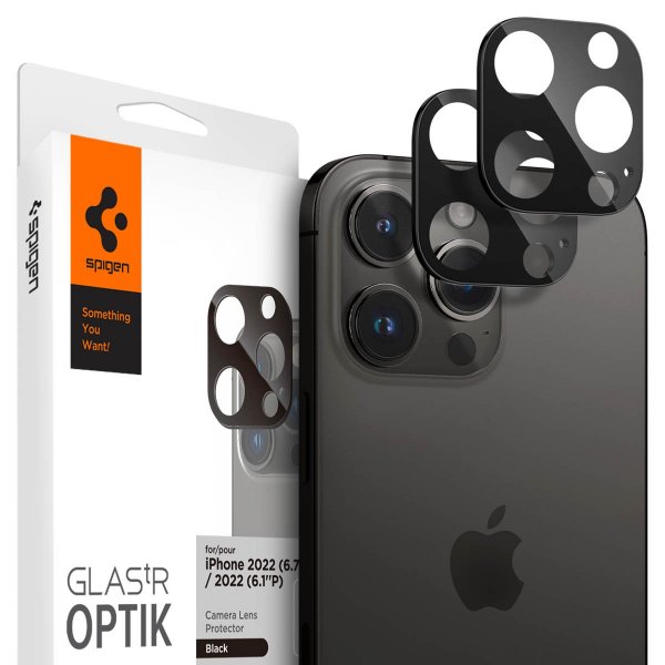 Spigen iPhone 14/15/16 Pro & Pro Max Kamerabeskytter Glas.tR Optik 2-pakning Svart