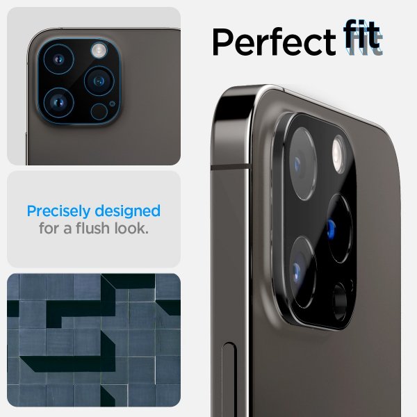 Spigen iPhone 14/15/16 Pro & Pro Max Kamerabeskytter Glas.tR Optik 2-pakning Svart