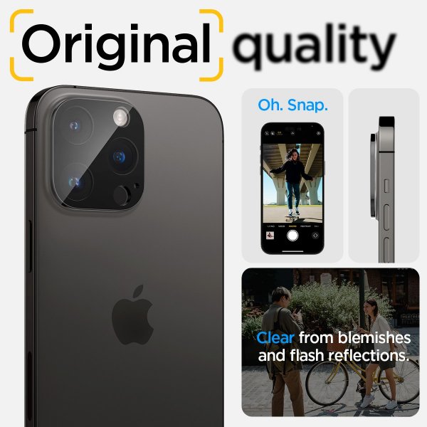 Spigen iPhone 14/15/16 Pro & Pro Max Kamerabeskytter Glas.tR Optik 2-pakning Svart