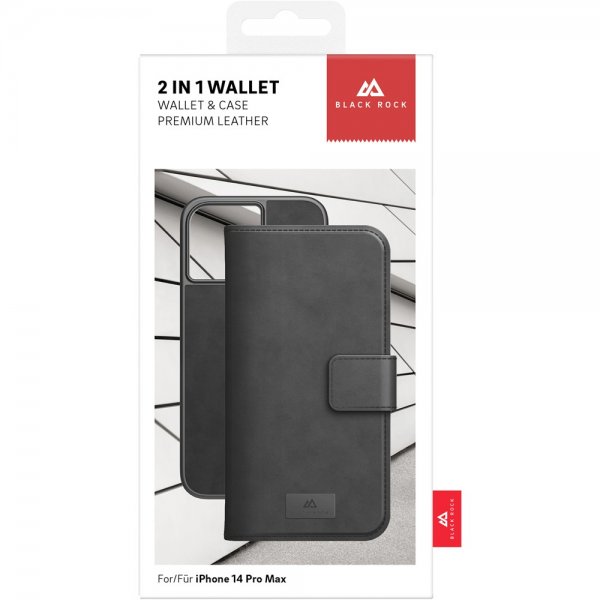 Black Rock iPhone 14 Pro Max Etui 2 in 1 Wallet Case Avtakbart deksel Svart