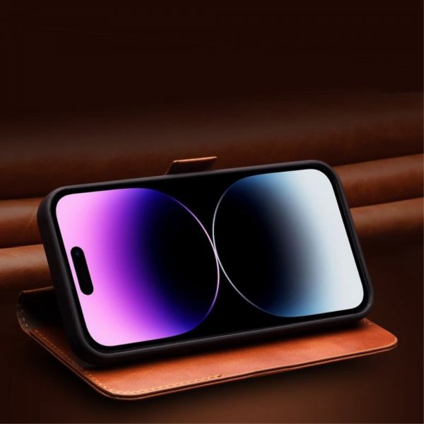 Qialino iPhone 14 Pro Max Etui Brun