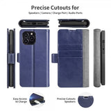 iPhone 14 Pro Max Etui Ekte Skinn MagSafe Blå