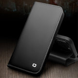 Qialino iPhone 14 Pro Max Etui Ekte Skinn Svart