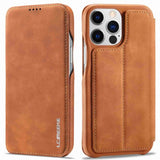 Lc.Imeeke iPhone 14 Pro Max Etui Flip Lysebrun