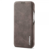 Lc.Imeeke iPhone 14 Pro Max Etui Flip Mørkebrun