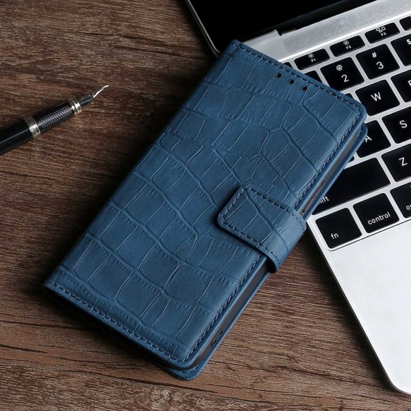 iPhone 14 Pro Max Etui Krokodillemønster Blå