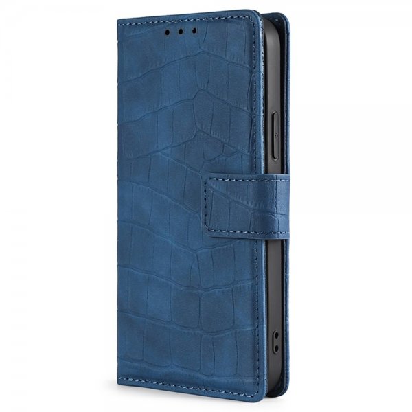 iPhone 14 Pro Max Etui Krokodillemønster Blå