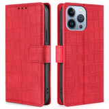iPhone 14 Pro Max Etui Krokodillemønster Rød