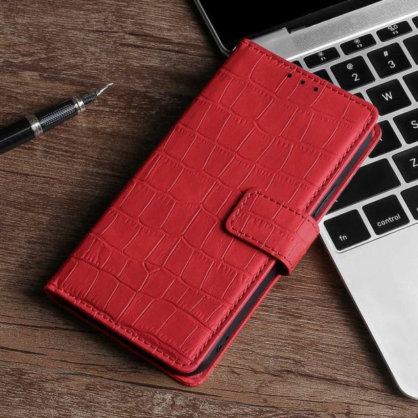 iPhone 14 Pro Max Etui Krokodillemønster Rød