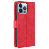 iPhone 14 Pro Max Etui Krokodillemønster Rød