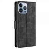 iPhone 14 Pro Max Etui Krokodillemønster Svart
