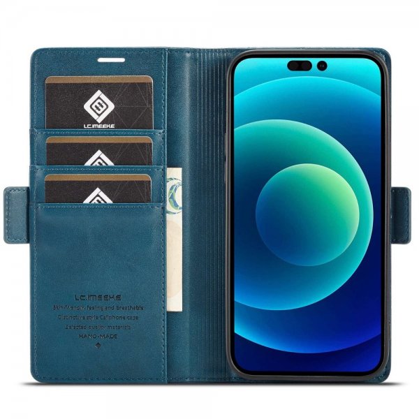 Lc.Imeeke iPhone 14 Pro Max Etui med Kortlomme Blå