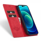 Lc.Imeeke iPhone 14 Pro Max Etui med Kortlomme flipp Rød