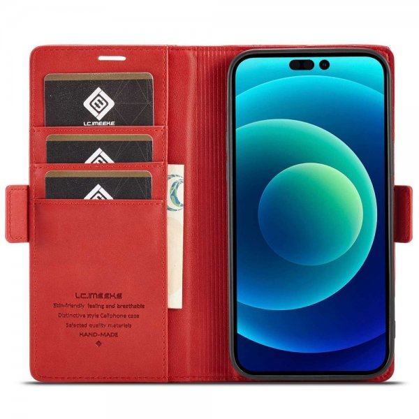Lc.Imeeke iPhone 14 Pro Max Etui med Kortlomme Rød