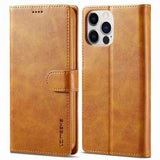 Lc.Imeeke iPhone 14 Pro Max Etui med Kortlomme stativfunksjon Lysebrun