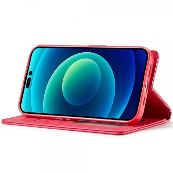 Lc.Imeeke iPhone 14 Pro Max Etui med Kortlomme stativfunksjon Magenta