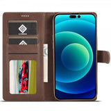 Lc.Imeeke iPhone 14 Pro Max Etui med Kortlomme stativfunksjon Mørkebrun