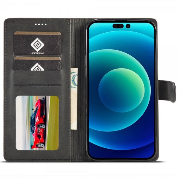 Lc.Imeeke iPhone 14 Pro Max Etui med Kortlomme stativfunksjon Svart