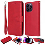 iPhone 14 Pro Max Etui Avtagbart Deksel KT Leather Series-3 Rød
