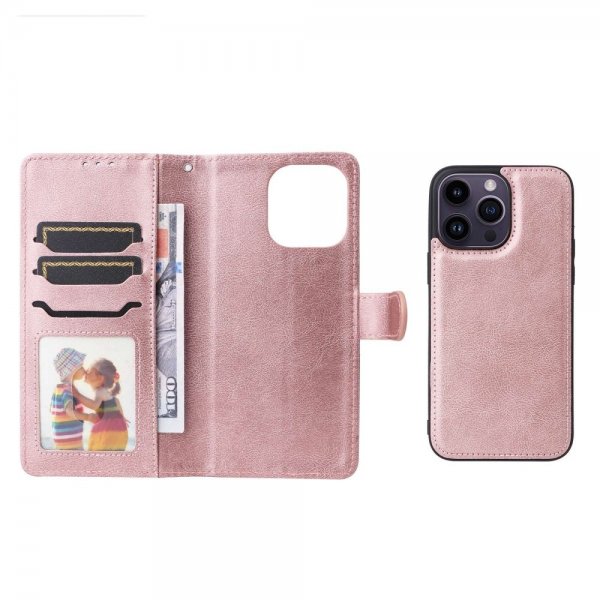 iPhone 14 Pro Max Etui Avtagbart Deksel KT Leather Series-3 Rosegull