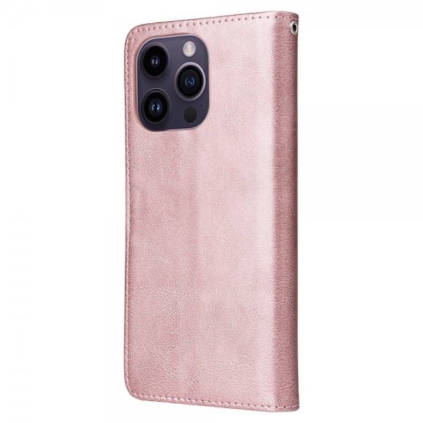 iPhone 14 Pro Max Etui Avtagbart Deksel KT Leather Series-3 Rosegull