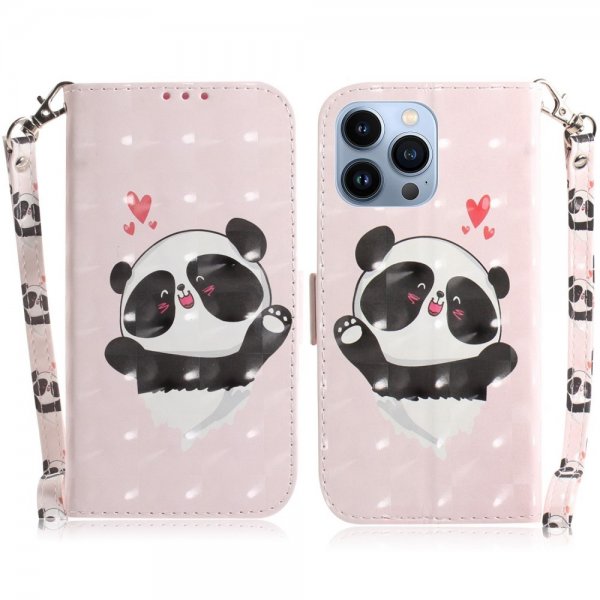 iPhone 14 Pro Max Etui Motiv Panda Hjerter