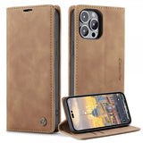CaseMe iPhone 14 Pro Max Etui Retro Flip Brun