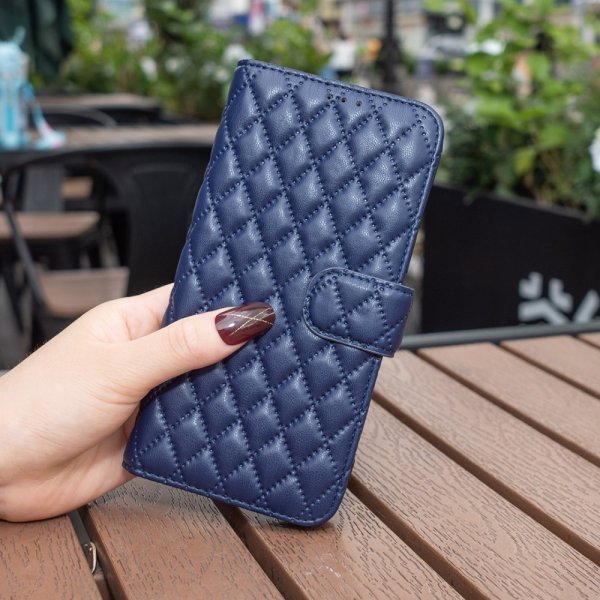 iPhone 14 Pro Max Etui Rombemønster Blå