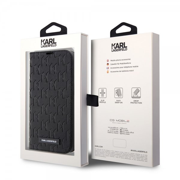 Karl Lagerfeld iPhone 14 Pro Max Etui Saffiano Monogram Svart