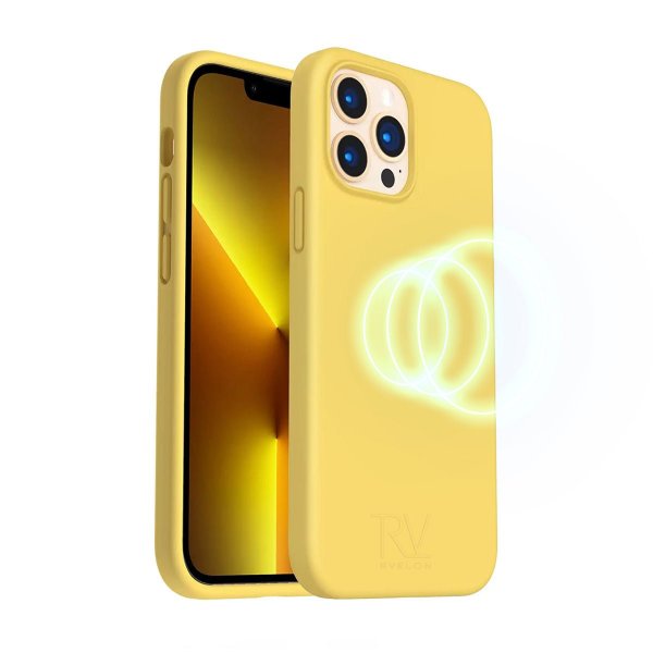 Rvelon iPhone 14 Pro Max Deksel Silikon MagSafe Gul