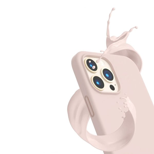 Rvelon iPhone 14 Pro Max Deksel Silikon Sandrosa