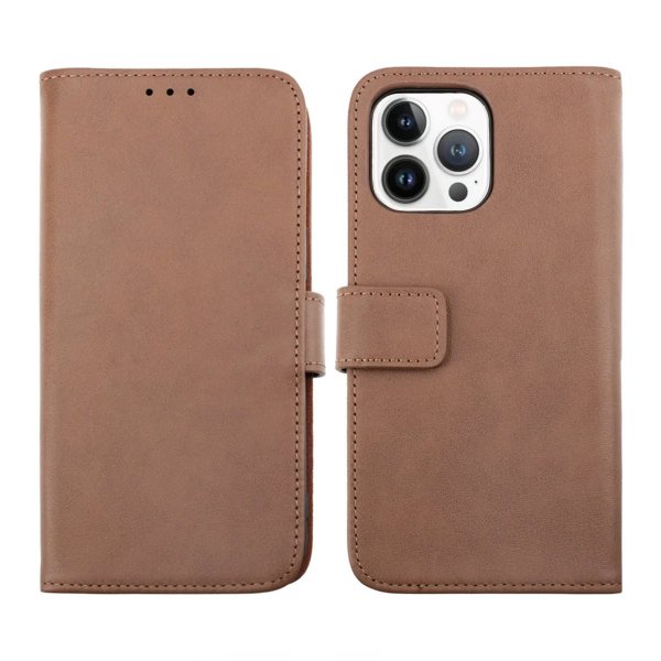 Rvelon iPhone 14 Pro Max Etui Ekte Skinn Brun