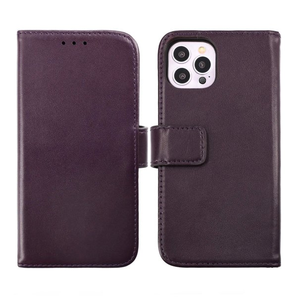 Rvelon iPhone 14 Pro Max Etui Ekte Skinn Lilla