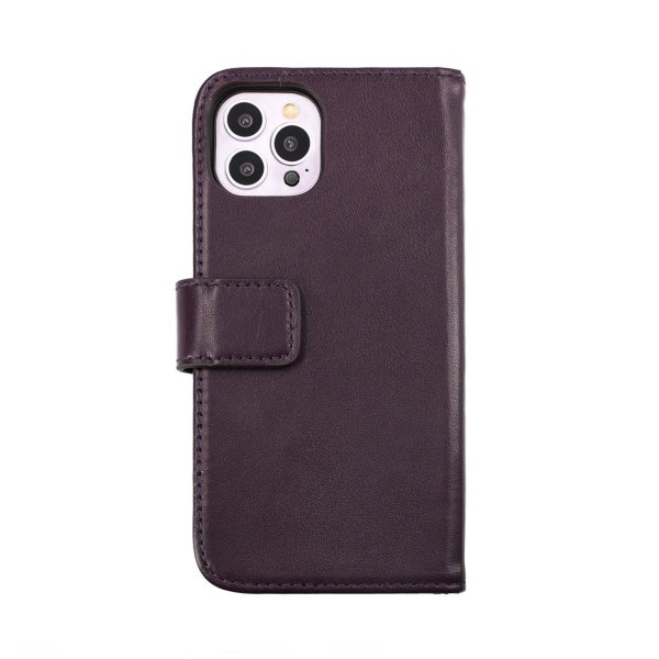 Rvelon iPhone 14 Pro Max Etui Ekte Skinn Lilla
