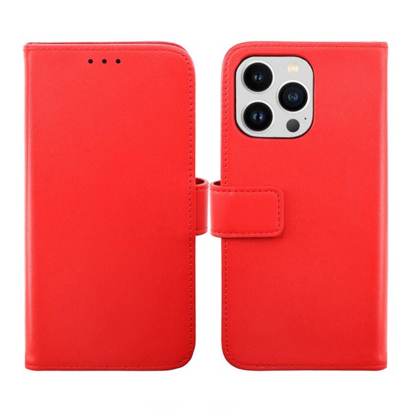 Rvelon iPhone 14 Pro Max Etui Ekte Skinn Rød