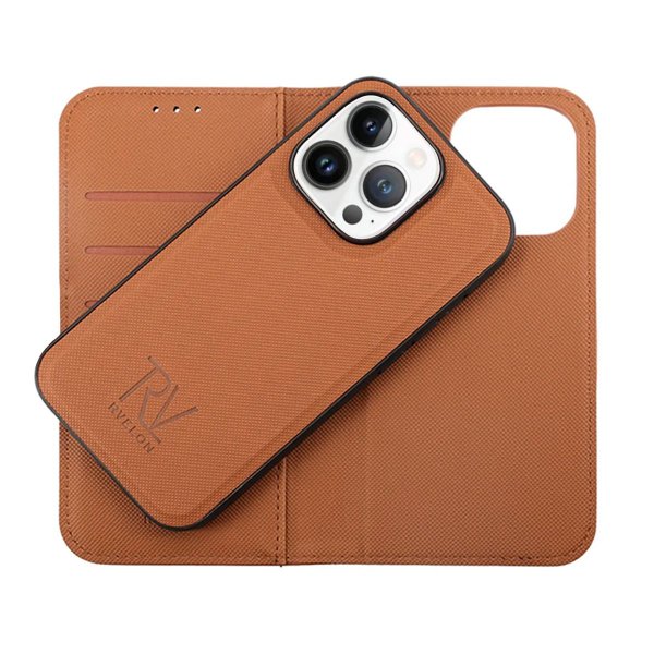 Rvelon iPhone 14 Pro Max Etui Detachable Wallet Case Brun
