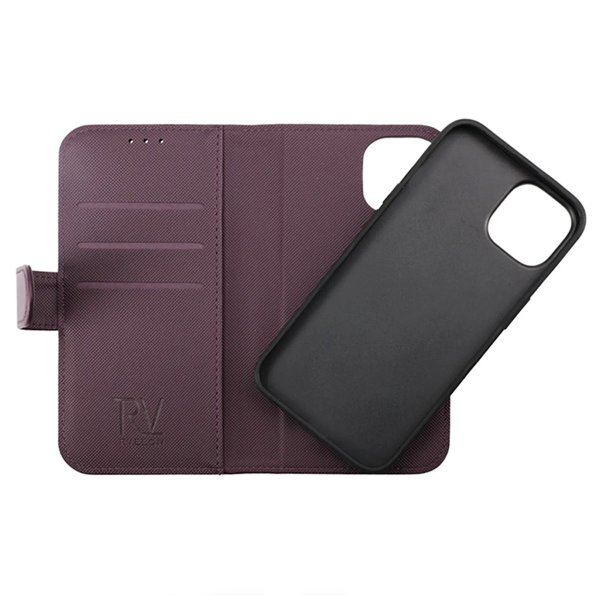 Rvelon iPhone 14 Pro Max Etui Detachable Wallet Case Lilla
