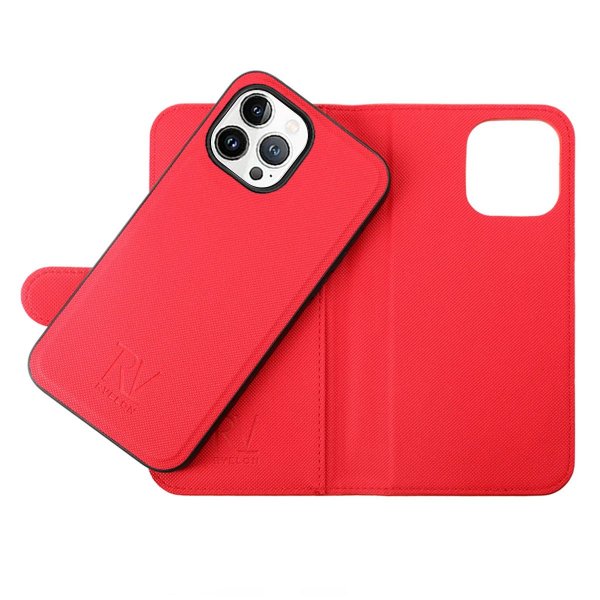 Rvelon iPhone 14 Pro Max Etui Detachable Wallet Case Rød