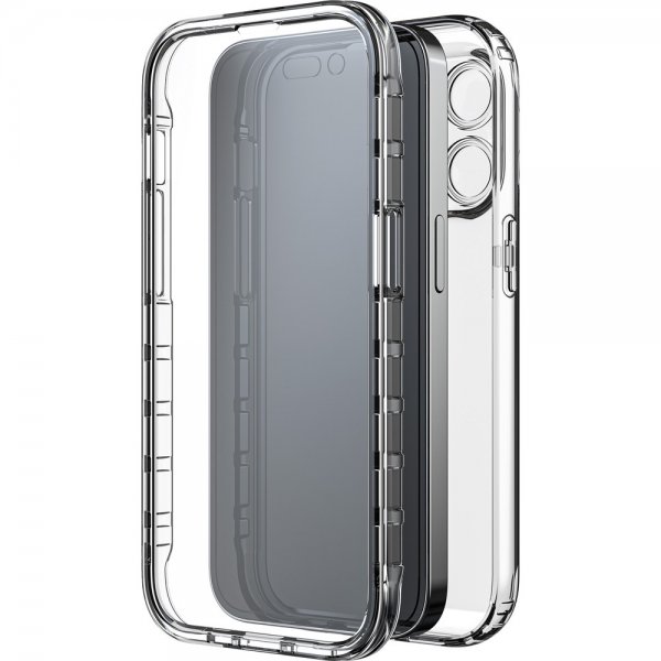 Black Rock iPhone 14 Pro Max Deksel 360° Real Glass Case Svart Klar