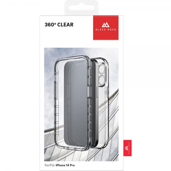 Black Rock iPhone 14 Pro Max Deksel 360° Real Glass Case Svart Klar