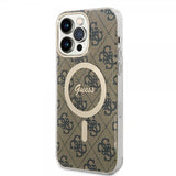 Guess iPhone 14 Pro Max Deksel 4G Pattern MagSafe Brun