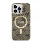Guess iPhone 14 Pro Max Deksel 4G Pattern MagSafe Brun