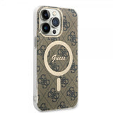 Guess iPhone 14 Pro Max Deksel 4G Pattern MagSafe Brun