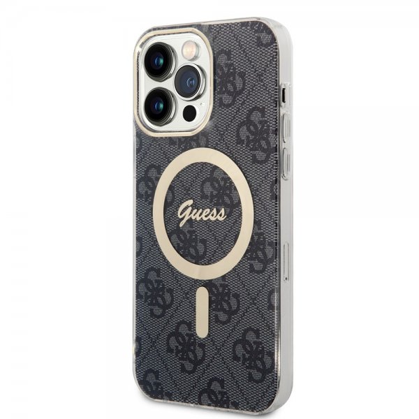 Guess iPhone 14 Pro Max Deksel 4G Pattern MagSafe Svart