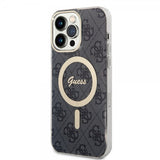 Guess iPhone 14 Pro Max Deksel 4G Pattern MagSafe Svart